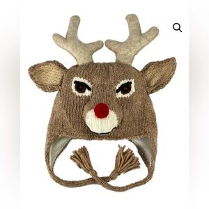 Reindeer Knit Hat with Antlers